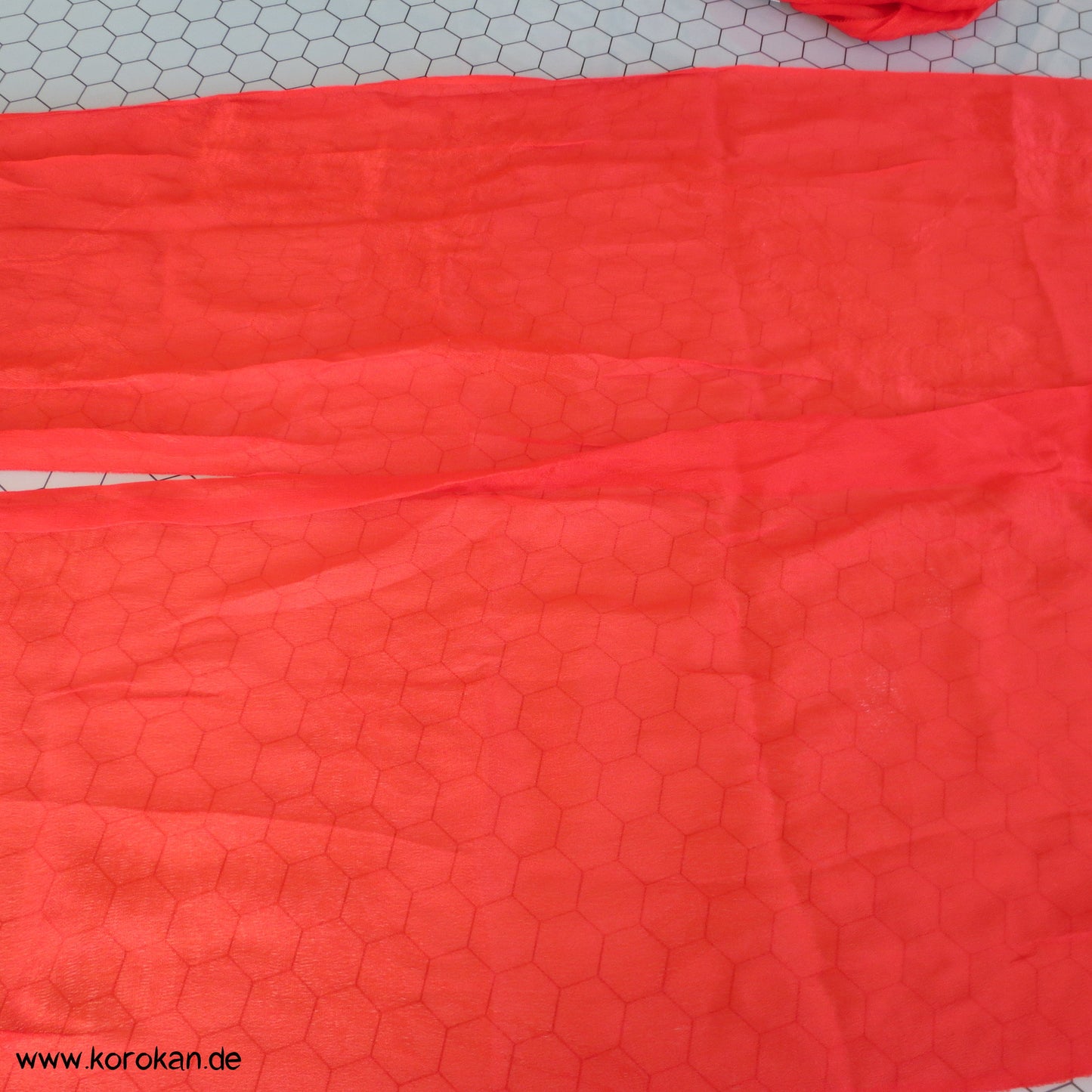 japanisches Shigoki - Kimono Bindeband - Seidentuch mit Fransen, eingewebtes Muster