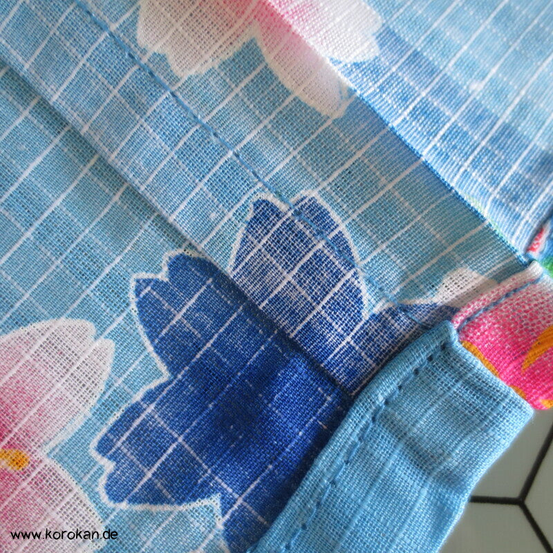 Streifen und Sakura Blüten Yukata Kimono, reine Baumwolle