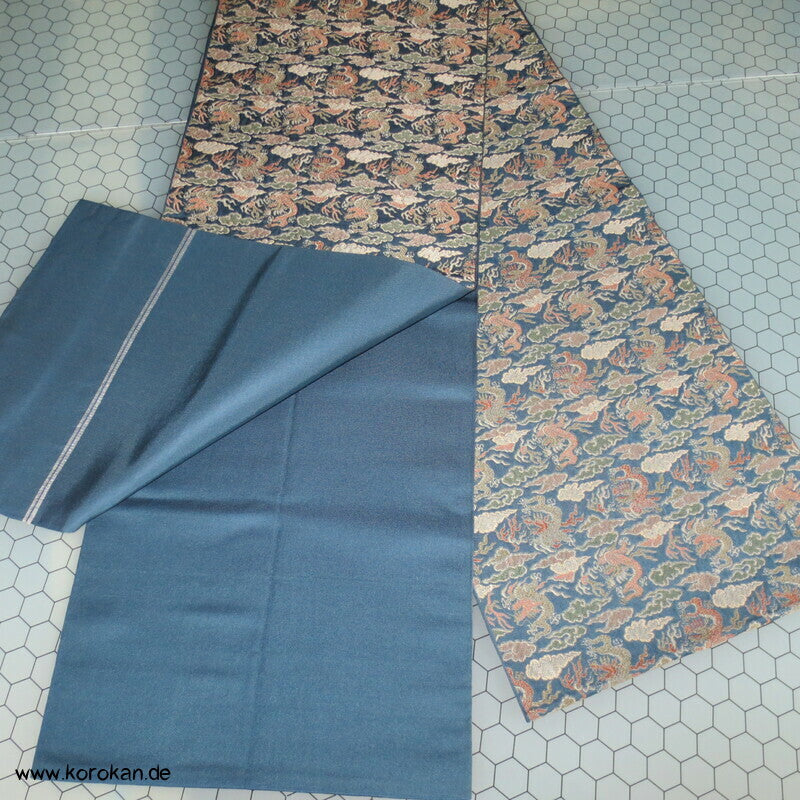 chinesische Drachen Brokat Fukuro Obi, feiner Kimonogürtel