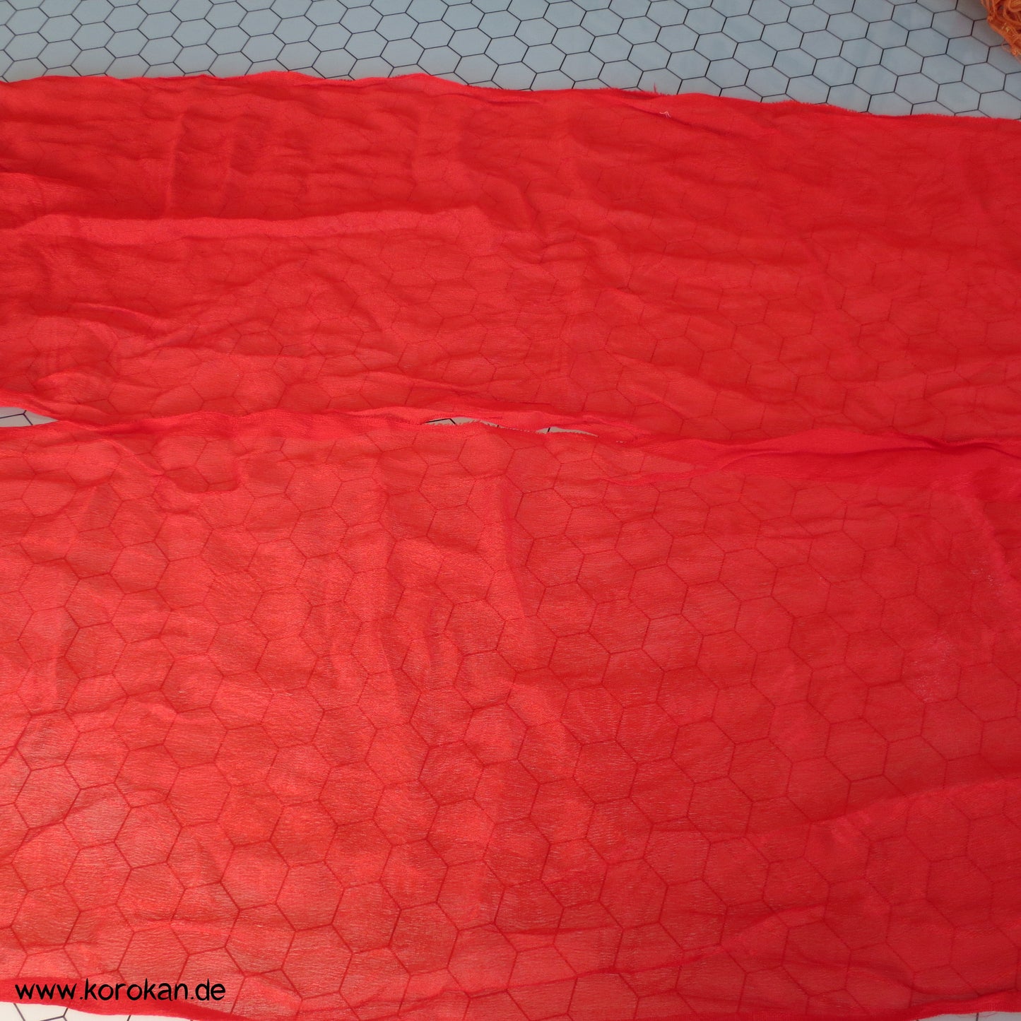 japanisches Shigoki - Kimono Bindeband - Seidentuch mit Fransen, eingewebtes Muster