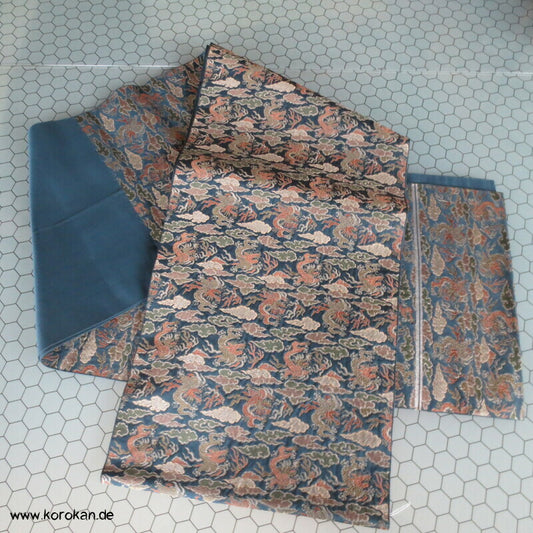 chinesische Drachen Brokat Fukuro Obi, feiner Kimonogürtel