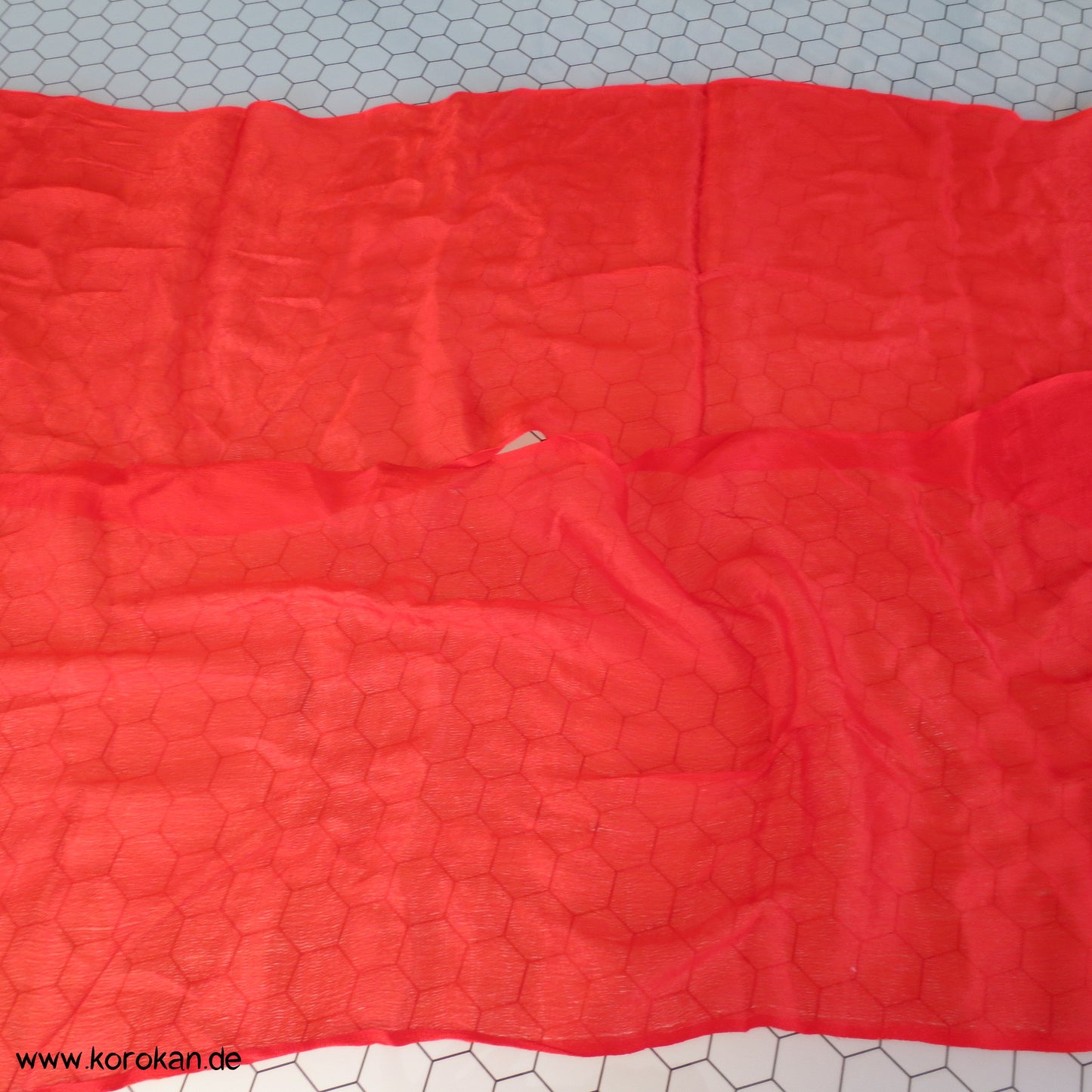 japanisches Shigoki - Kimono Bindeband - Seidentuch mit Fransen, eingewebtes Muster