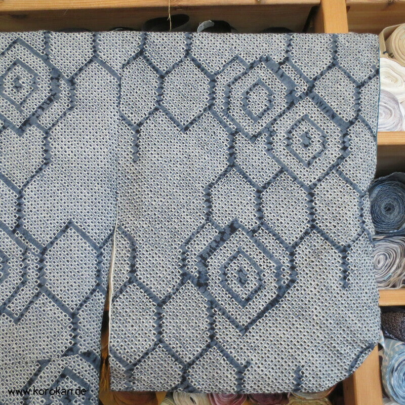 Komon Kimono Full Shibori Seiden Kikko Sechsecke