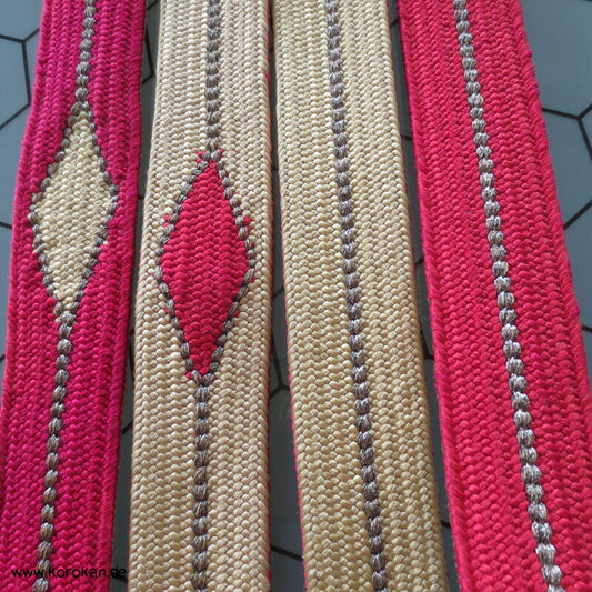 pink creme Obijime, Seide / Lurex, Diamantmuster wechselseitig