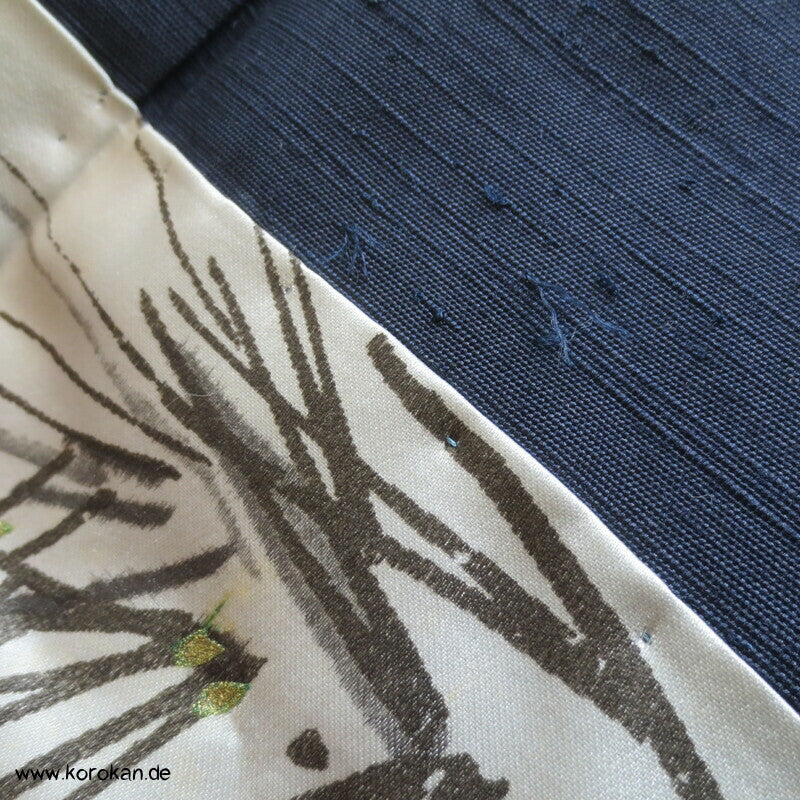 Spatz im Baum gemaltes Futter, Haori Tsumugi Seide Kimono Jacke