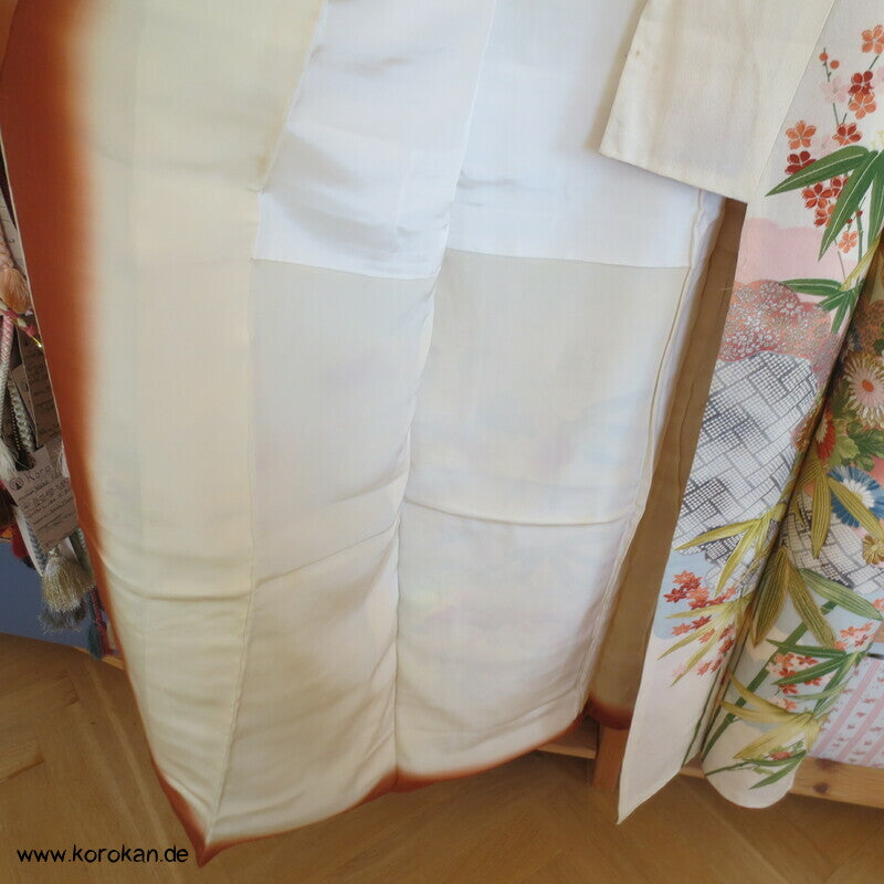 Bambus, Blüten, Goldstickerei Homongi Kimono