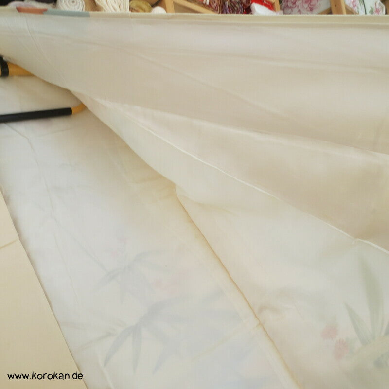 Bambus, Blüten, Goldstickerei Homongi Kimono