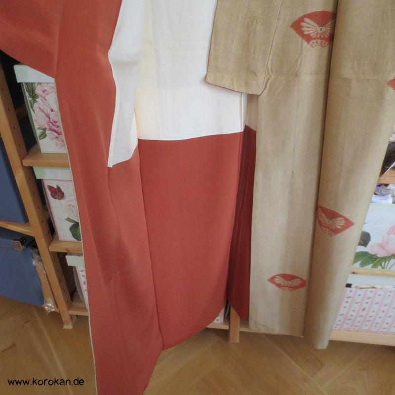 Nachtfalter - Fächer Kasuri Tsumugi Seiden Kimono