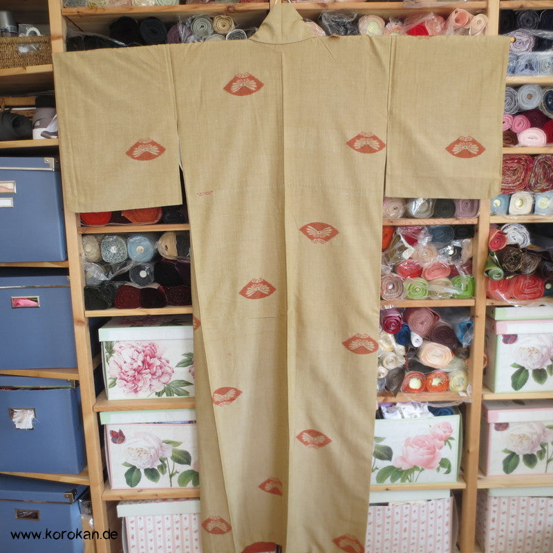 Nachtfalter - Fächer Kasuri Tsumugi Seiden Kimono