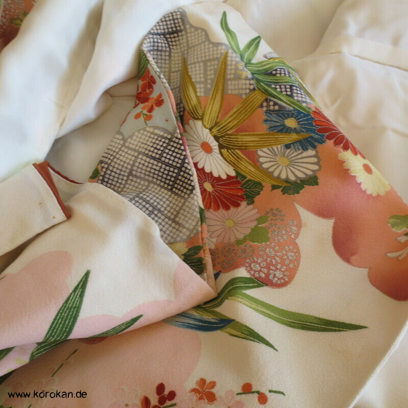 Bambus, Blüten, Goldstickerei Homongi Kimono