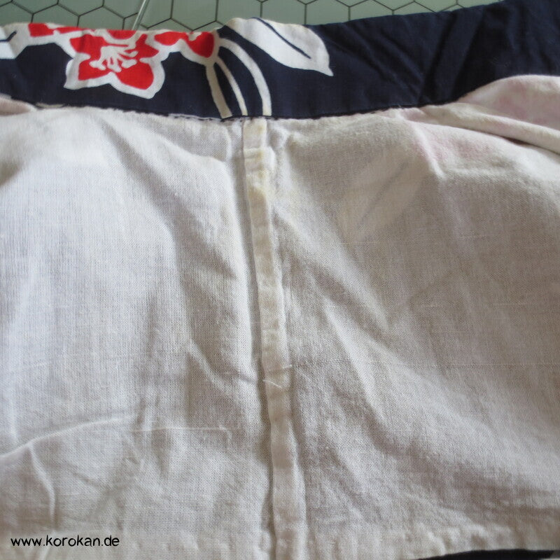Japan Baumwoll Yukata Kimono bunte Hydrangea auf dunkelblau