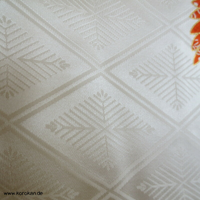 Rose, Kanoko Furisode Kimono, Seidendamast Karieba Stoff, Goldstickerei