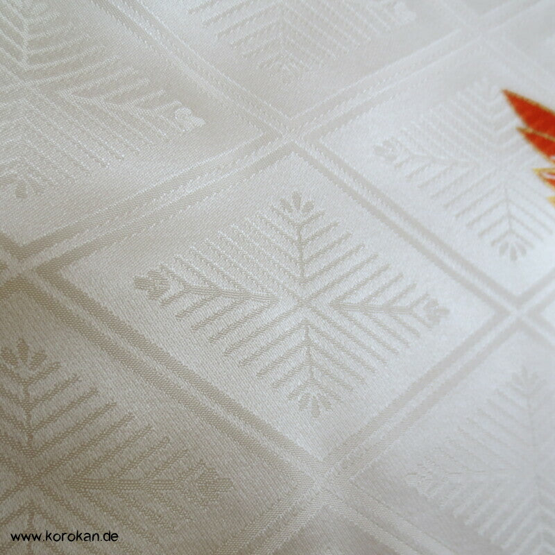 Rose, Kanoko Furisode Kimono, Seidendamast Karieba Stoff, Goldstickerei