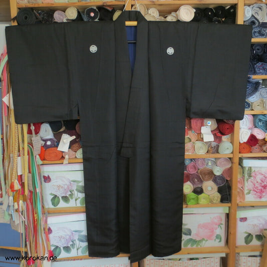 Habutai Seide Montsuki formeller Männer Kimono, 5 Mon