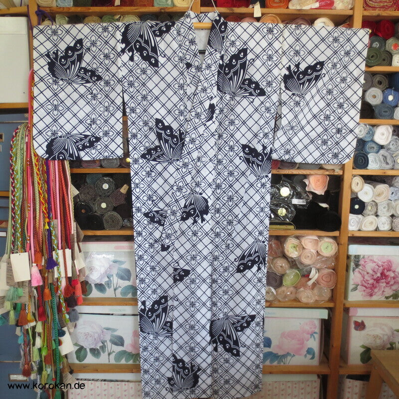 hausgemachter Yukata Baumwoll Kimono Schmetterlinge