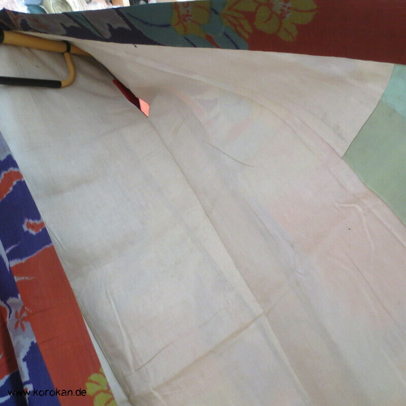 wild bunter Meisen japanischer Art Deco Kimono, nur Material
