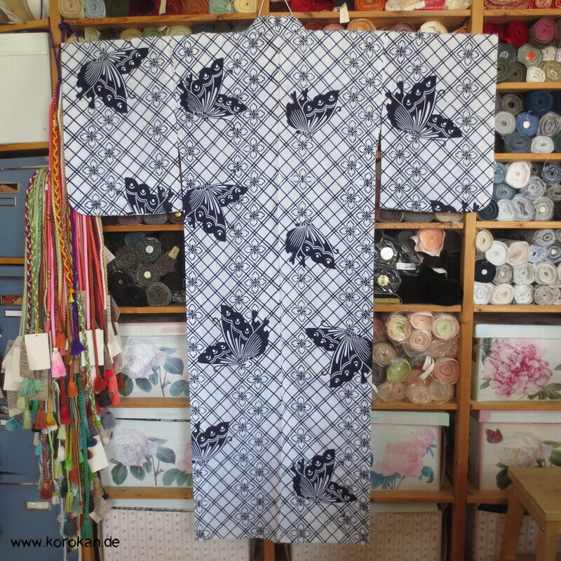hausgemachter Yukata Baumwoll Kimono Schmetterlinge