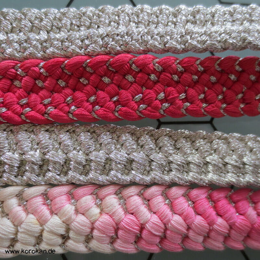 pink silber Obijime, Seide / Lurex,