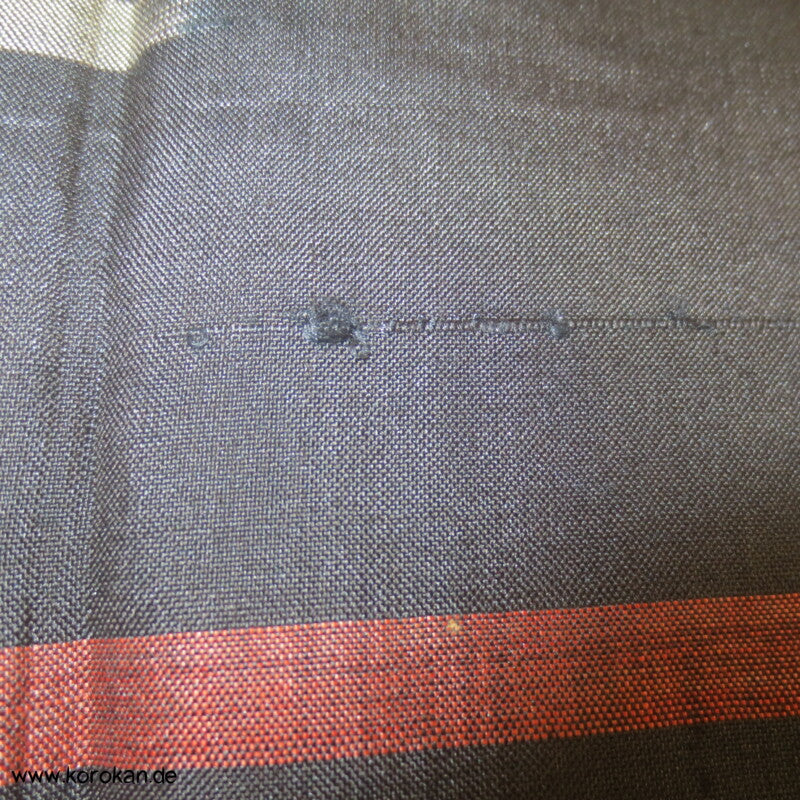 Sayagata rot - weiß auf schwarz Meisen Seiden Kimono