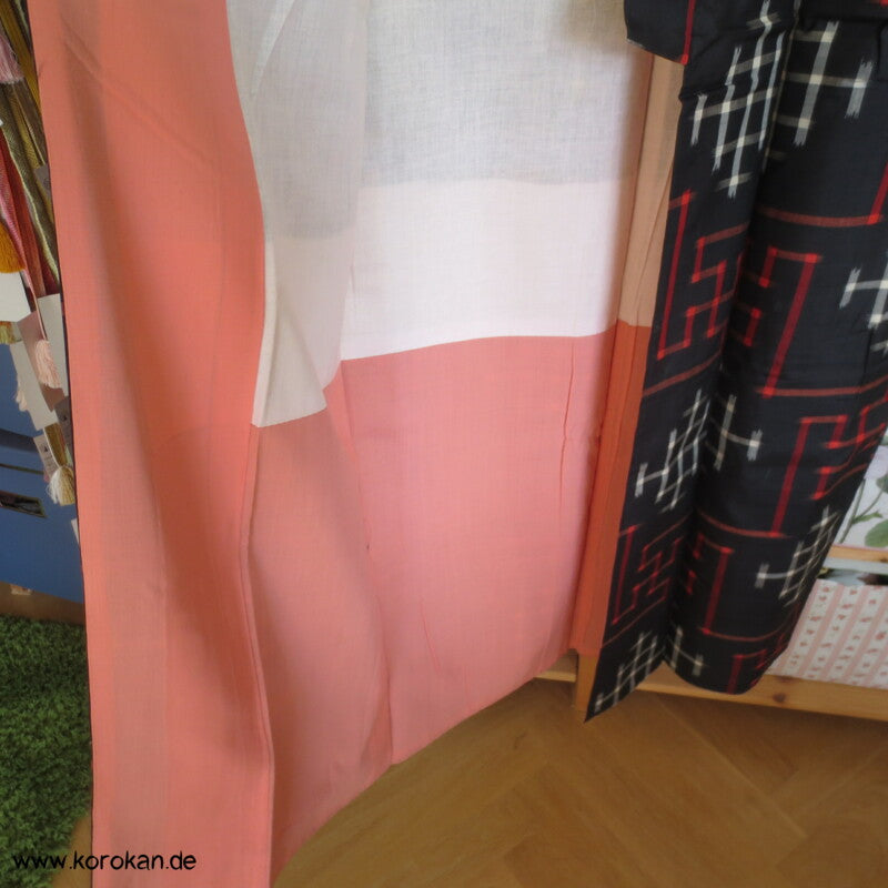 Sayagata rot - weiß auf schwarz Meisen Seiden Kimono