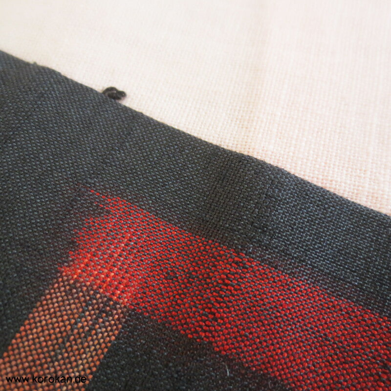 Sayagata rot - weiß auf schwarz Meisen Seiden Kimono
