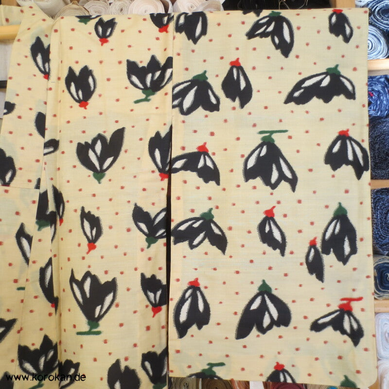 Japan Art Deco abstrakte Blüten Hitoe Meisen Komon Kimono, antik unbenutzt