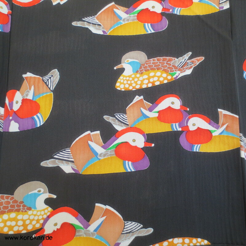Komon Kimono Seidencrepe allover Mandarinenten