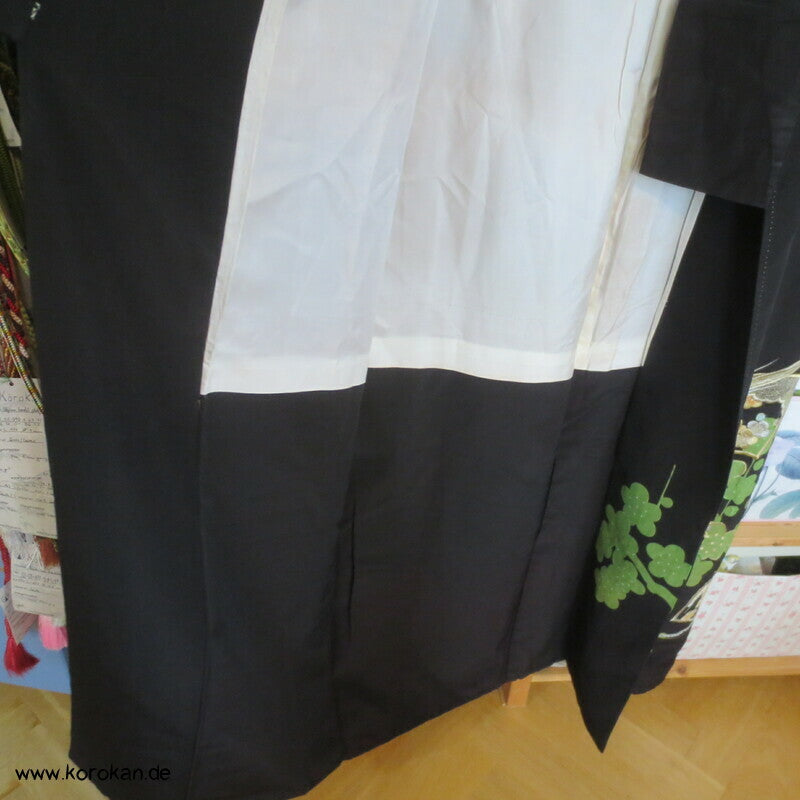 Homongi Seidencrepe Kimono gestickter Fasan im Fächer