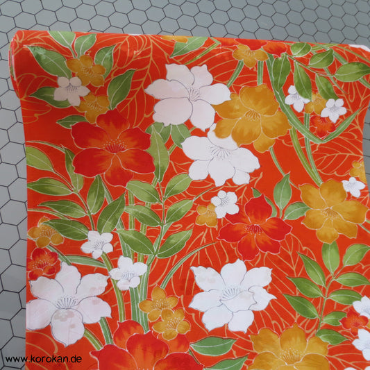 bunte Blumen Polyester Kimono Damast