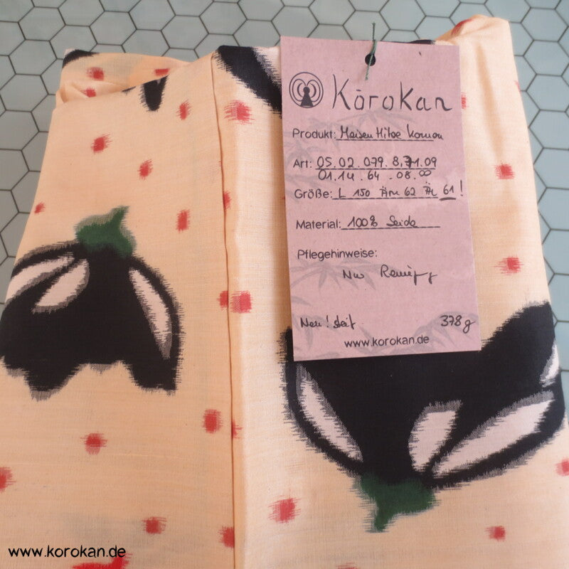 Japan Art Deco abstrakte Blüten Hitoe Meisen Komon Kimono, antik unbenutzt