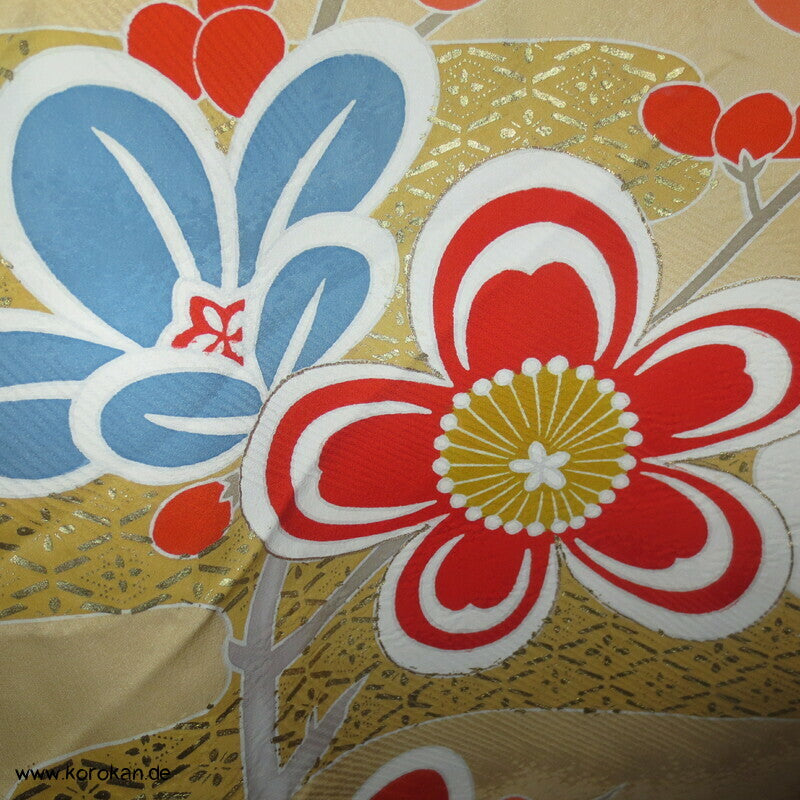 Sakurazweig stilisiert Furisode Seiden Karieba