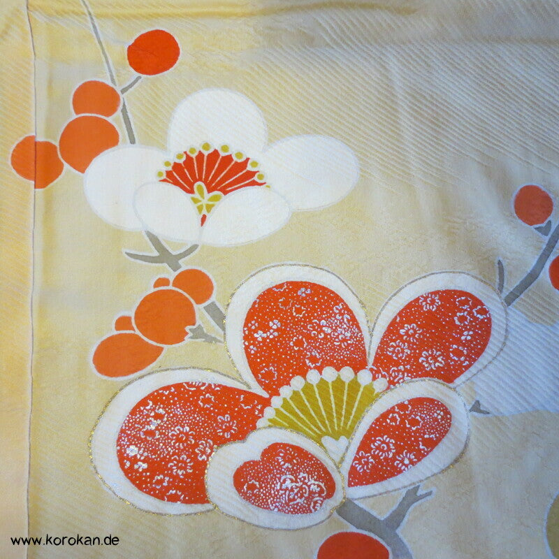 Sakurazweig stilisiert Furisode Seiden Karieba