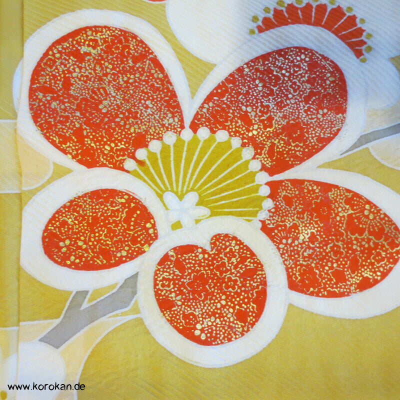 Sakurazweig stilisiert Furisode Seiden Karieba