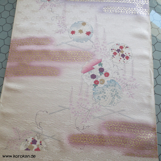 goldene Nebel und Schneeflocken Kimono Seidendamast
