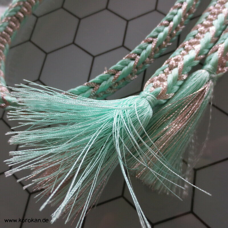 mint - silber Obijime, Seide / Lurex, rechteckig
