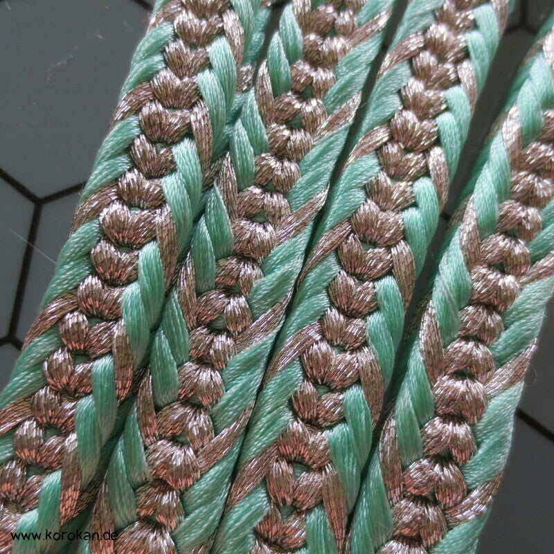 mint - silber Obijime, Seide / Lurex, rechteckig