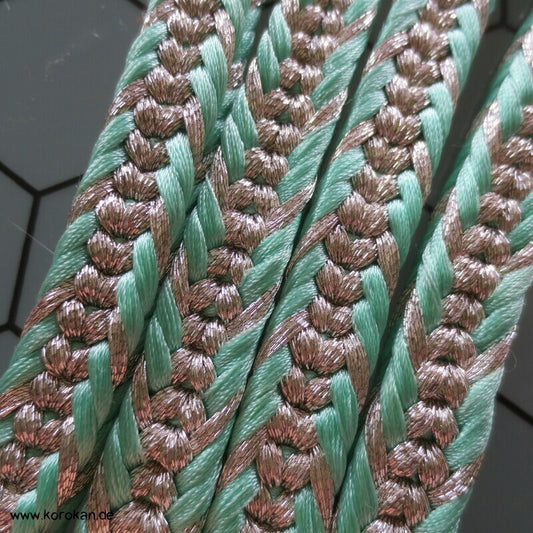 mint - silber Obijime, Seide / Lurex, rechteckig