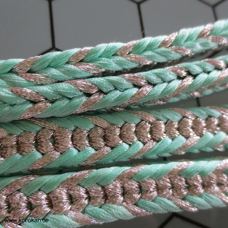 mint - silber Obijime, Seide / Lurex, rechteckig