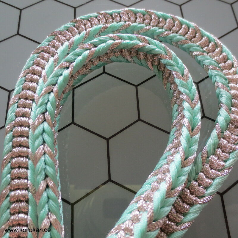 mint - silber Obijime, Seide / Lurex, rechteckig
