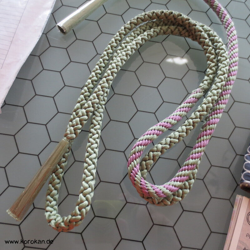 Kordel Obijime, jade mit diagoneln flieder Einflechtungen
