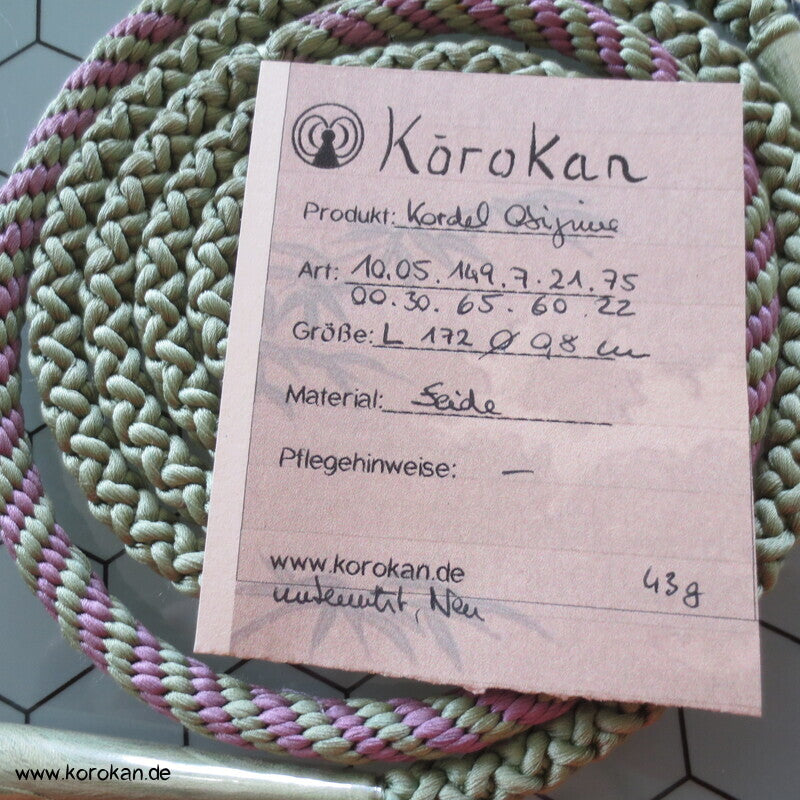 Kordel Obijime, jade mit diagoneln flieder Einflechtungen