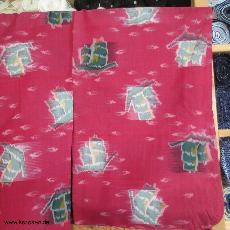 Segelschiffe Meisen Seiden Japan Art Deco moderner Kimono