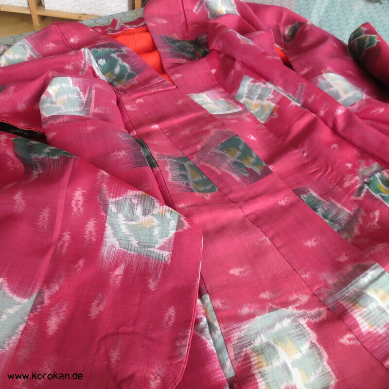 Segelschiffe Meisen Seiden Japan Art Deco moderner Kimono