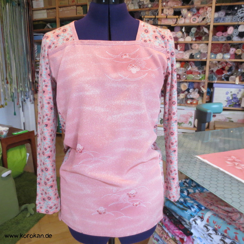 Langarm Shirt, Kombi aus Muster Kimono Seide Panel + Stenzo Jersey