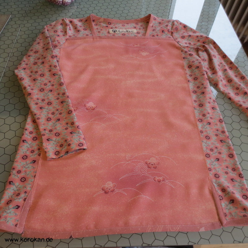 Langarm Shirt, Kombi aus Muster Kimono Seide Panel + Stenzo Jersey