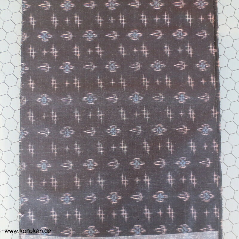 Kreuze, Blüten Kasuri in anthrazit Kimono Baumwollstoff