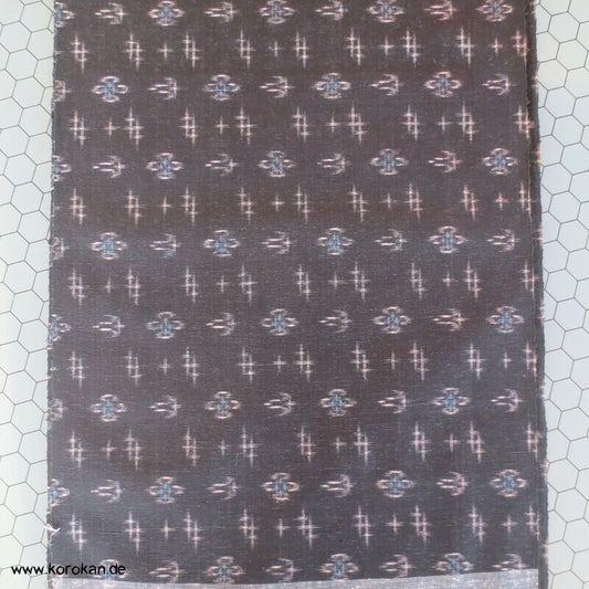 Kreuze, Blüten Kasuri in anthrazit Kimono Baumwollstoff