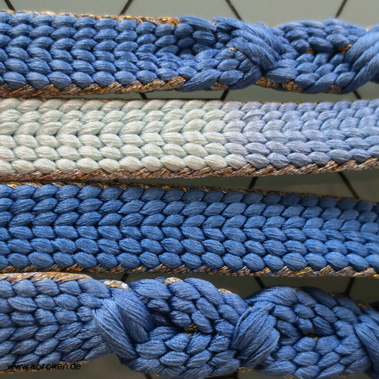 blaues Zopfmuster, Goldkante Obijime, Seide / Lurex