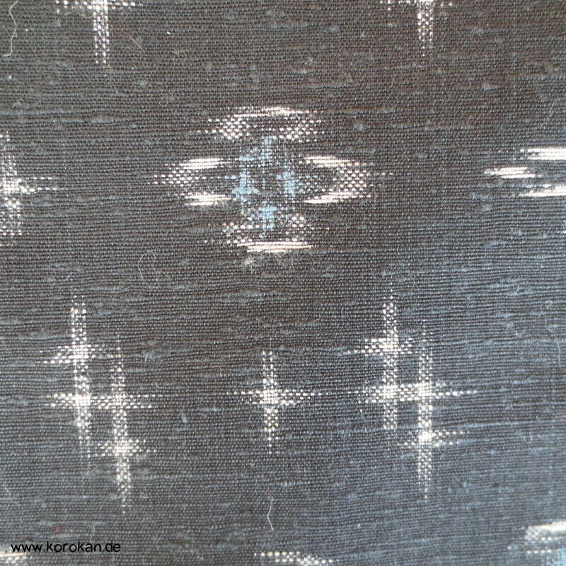 Kreuze, Blüten Kasuri in anthrazit Kimono Baumwollstoff
