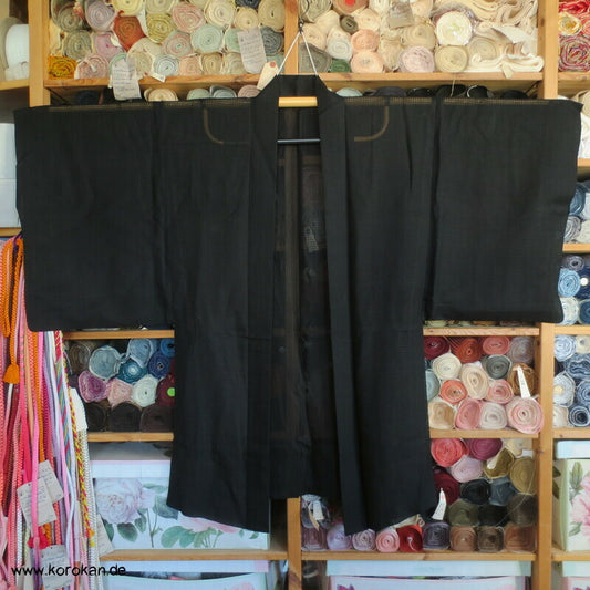 Männer Haori Kimono Jacke schwarze Karo Dreher Seidengewebe